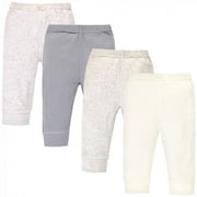 Touched by Nature Baby and Toddler Organic Cotton Pants 4pk, Heather Gray Oatmeal, 0-3 Months